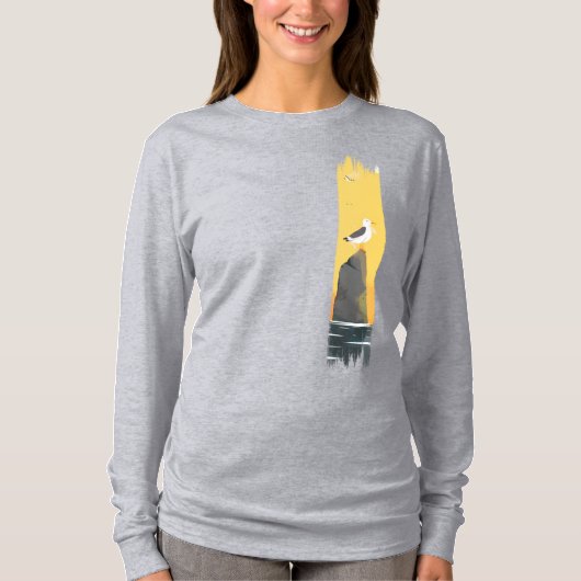 Tranquil Seagull Brushstroke Paint T-shirt (Voorkant)
