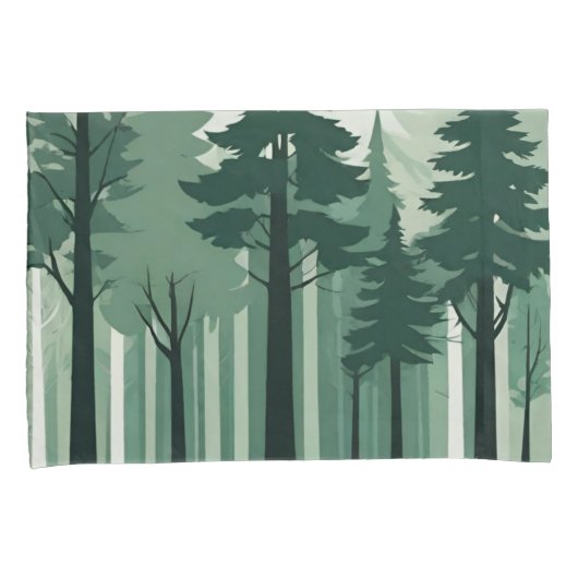 Tranquil Silhouet Bos Kussensloop (Voorkant-Rechts)