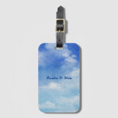 Tranquil Sky Dreams Waterverf Blauw & Wit Bagagelabel (Voorkant (verticaal))