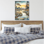 Tranquil Sunset Lake Canvas Afdruk (Insitu (Slaapkamer))