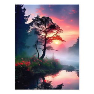 Tranquil Sunset Lake Foto Afdruk