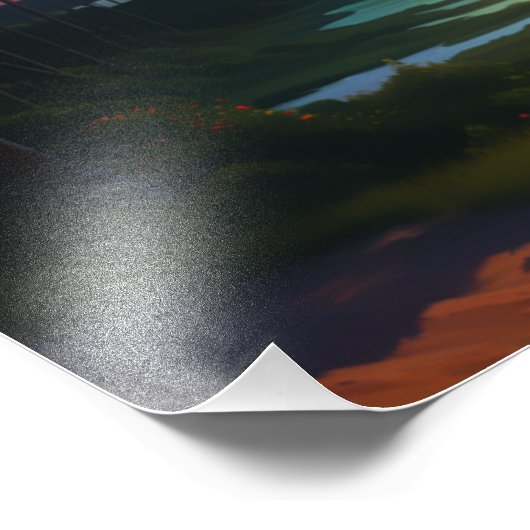 Tranquil Sunset Lake Schilderij Foto Afdruk (Hoek)