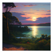 Tranquil Sunset Lake Schilderij Foto Afdruk (Voorkant)