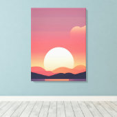 Tranquil Sunset Lake Uitzicht Canvas Afdruk (Insitu (Houten vloer))