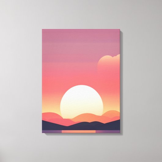 Tranquil Sunset Lake Uitzicht Canvas Afdruk (Voorkant)