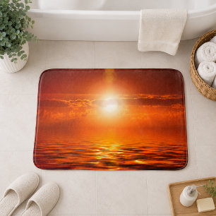 Tranquil Sunset Oranje Golden Sky over Zee Badmat