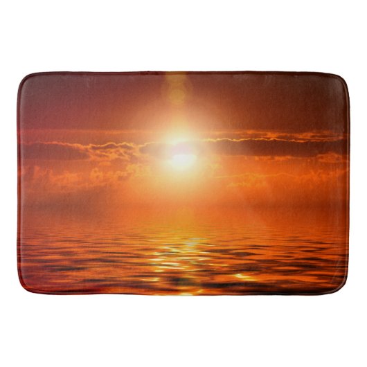 Tranquil Sunset Oranje Golden Sky over Zee Badmat (Voorkant)