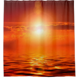 Tranquil Sunset Oranje Golden Sky over Zee Douchegordijn