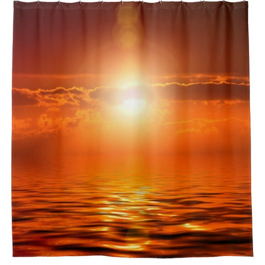 Tranquil Sunset Oranje Golden Sky over Zee Douchegordijn (Voorkant)