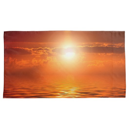 Tranquil Sunset Oranje Golden Sky over Zee Kussensloop (Voorkant-Rechts)