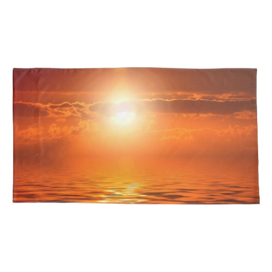 Tranquil Sunset Oranje Golden Sky over Zee Kussensloop (Achterkant-Links)