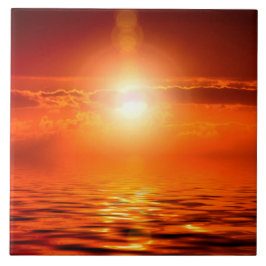 Tranquil Sunset Oranje Golden Sky over Zee Tegeltje