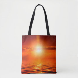 Tranquil Sunset Oranje Golden Sky over Zee Tote Bag