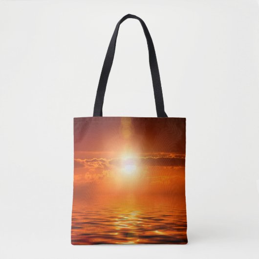 Tranquil Sunset Oranje Golden Sky over Zee Tote Bag (Voorkant)