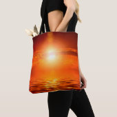 Tranquil Sunset Oranje Golden Sky over Zee Tote Bag (Dichtbij)