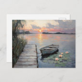 Tranquil Sunset Over Rowboat on a Lake Briefkaart (Voorkant / Achterkant)