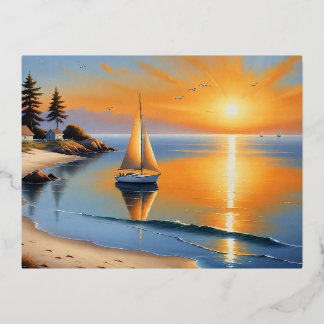 Tranquil Sunset Serenity Folie Feestdagen Briefkaart
