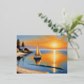 Tranquil Sunset Serenity Folie Feestdagen Briefkaart (Staand Voorkant)