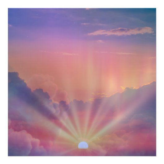 Tranquil Sunset Sky Magische Fantasy Kunst Foto Afdruk (Voorkant)
