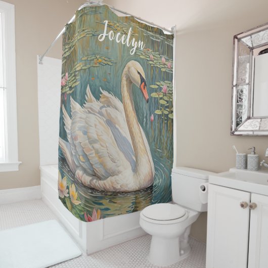 Tranquil Swan Serenade Douchegordijn (In situ)