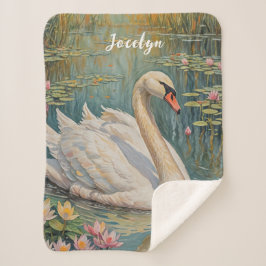 Tranquil Swan Serenade Sherpa Deken