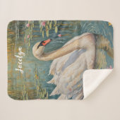 Tranquil Swan Serenade Sherpa Deken (Voorkant (horizontaal))