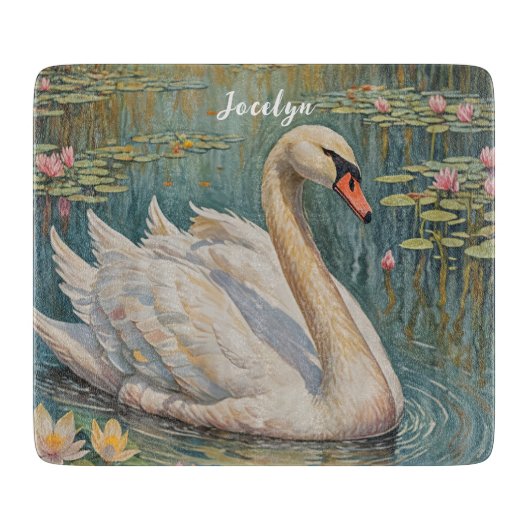 Tranquil Swan Serenade Snijplank (Voorkant)