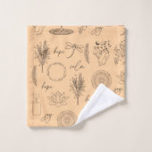 Tranquil Symbols: 3-Piece Wellness-Inspired Bad Handdoek (Wasdoekje)