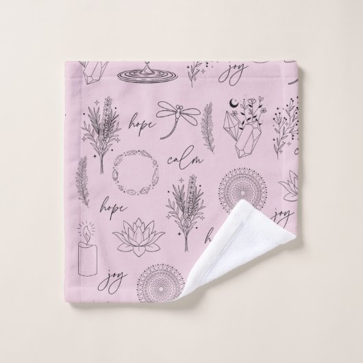 Tranquil Symbols: 3-Piece Wellness-Inspired Bad Handdoek (Wasdoekje)