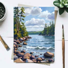 Tranquil Tahoe Lake Shore Watercolor Painting Briefkaart