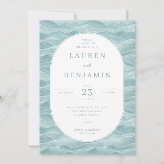 Tranquil Teal Wave Invitations Kaart (Voorkant)