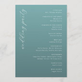 Tranquil Teal Wedding Ceremony Schedule Programmakaart (Achterkant)