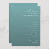 Tranquil Teal Wedding Ceremony Schedule Programmakaart (Voorkant / Achterkant)