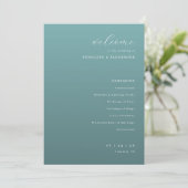 Tranquil Teal Wedding Ceremony Schedule Programmakaart (Staand voorkant)