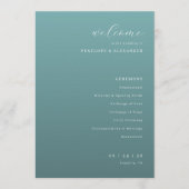 Tranquil Teal Wedding Ceremony Schedule Programmakaart (Voorkant)