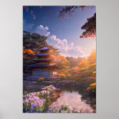 Tranquil Temple op de Riverbank Poster (Voorkant)
