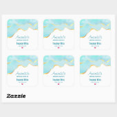 Tranquil Tropical Green & Gold Border Candle Biz Vierkante Sticker (Vel)