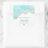 Tranquil Tropical Green & Gold Border Kitchen Vierkante Sticker (Tas)