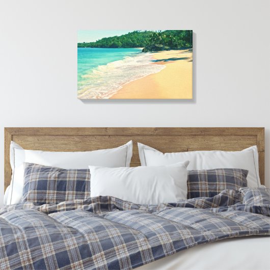 Tranquil Tropical Island Beach Canvas Afdruk (Insitu (Slaapkamer))