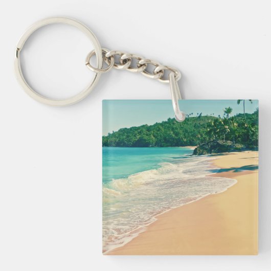Tranquil Tropical Island Beach Sleutelhanger (Voorkant)