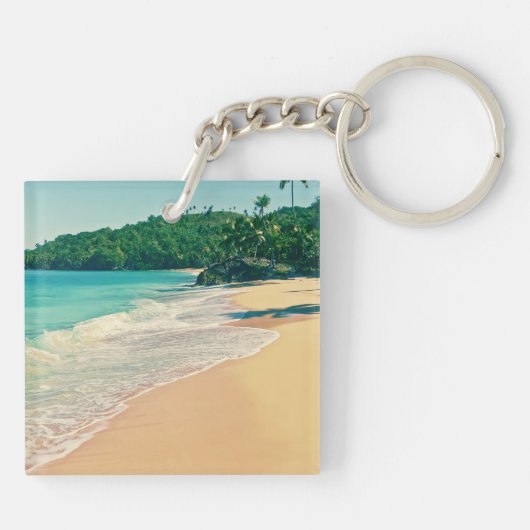 Tranquil Tropical Island Beach Sleutelhanger (Achterkant)