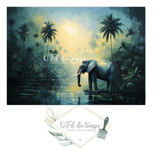Tranquil Tropical Landscape with Elephant Tissuepapier