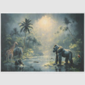 Tranquil Tropical Landscape with Exotic Anials Tissuepapier (Voorkant)