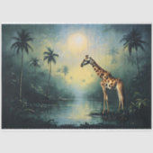 Tranquil Tropical Landscape with Giraffe Tissuepapier (Voorkant)