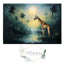 Tranquil Tropical Landscape with Giraffe Tissuepapier