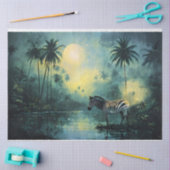 Tranquil Tropical Landscape with Zibra Tissuepapier (Craft)