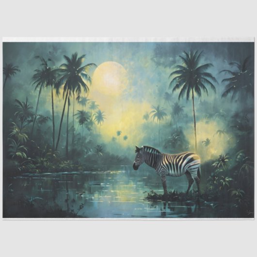 Tranquil Tropical Landscape with Zibra Tissuepapier (Voorkant)