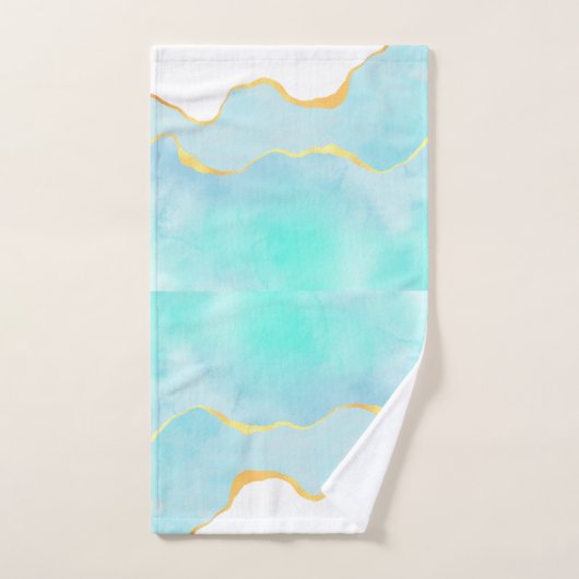 Tranquil Tropisch Groen Blauw met Gold Border Bad Handdoek (Handdoek)