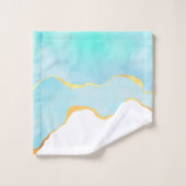 Tranquil Tropisch Groen Blauw met Gold Border Bad Handdoek (Wasdoekje)