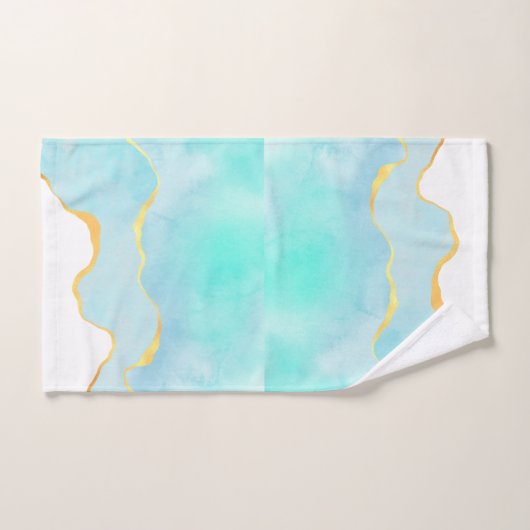 Tranquil Tropisch Groen Blauw met Gold Border Bad Handdoek (Handdoek)